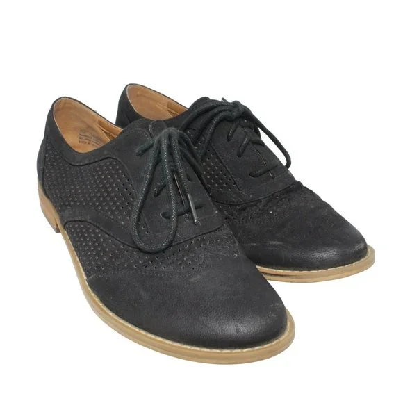 Melrose And Market Womens Size 7M Black Classic Perforated Oxfords Shoes - Picture 2 of 12